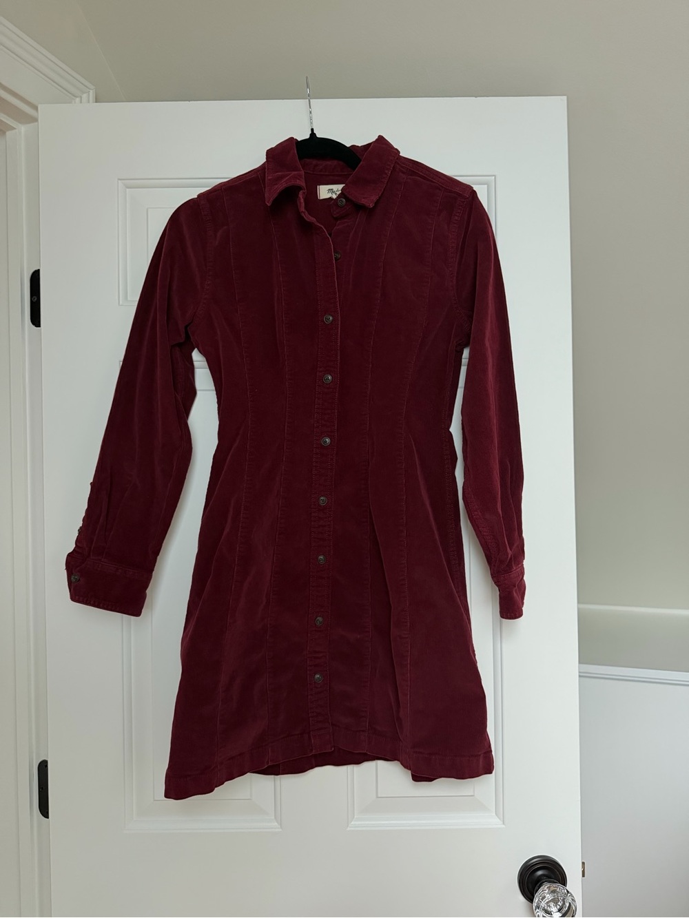 Madewell Burgundy Long-Sleeve Corduroy Dress